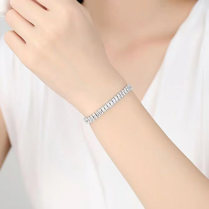 mode 925 sterling zilveren vierkante zirkonia armband eenvoudige temperament armband verjaardagsfeestje cadeau voor vrouwen fijne sieraden