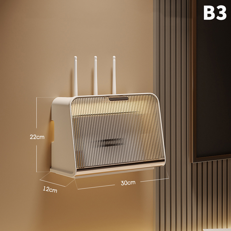 Router Storage Box Shelf Wall Mounted Wifi Organizer Box Punch-Free Socket Box Set-Top Box Organizer Box Living Room Storage: Orange
