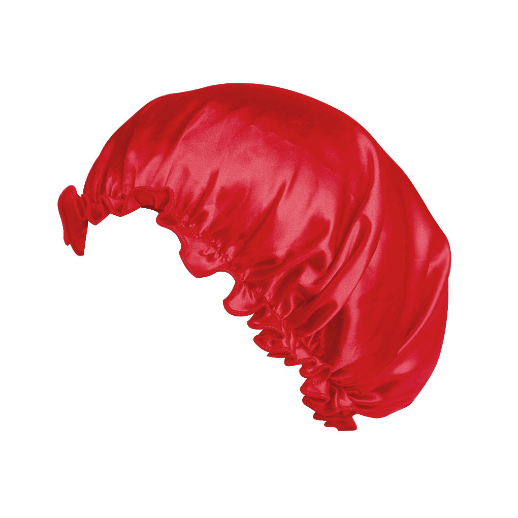 1pc Adults Satin Solid Sleeping Hat Bonnet De Nuit Night Sleep Cap Hair Care Bonnet Nightcap For Women Men Unisex Cap Supplies: Red