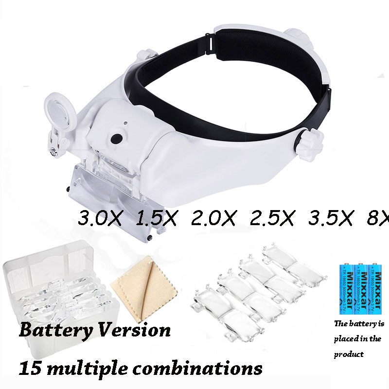 Z30 Headband Magnifier Illuminated Rechargeable Repair Solder Magnify Glasses Interchangeable Lens Third Hand Loupe For Solder