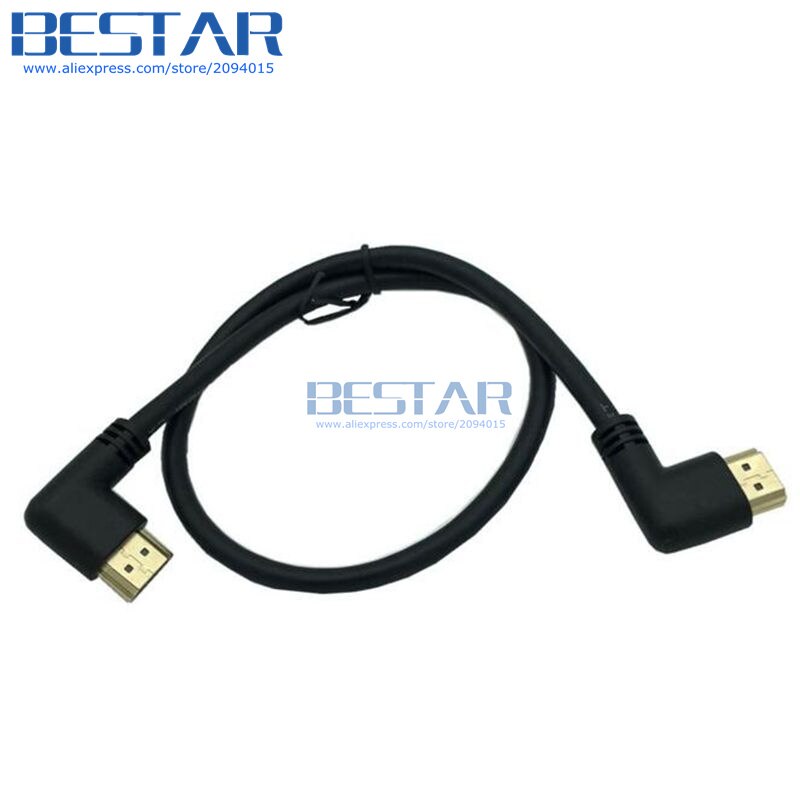 Venstre eller høyre vinklet hdmi 2.0 hann til hdmi høyre venstre albue hann forlengelseskabel 10cm 50cm 1m,  hdmi 2.0v vinkel kabel 4k*2k @ 60hz