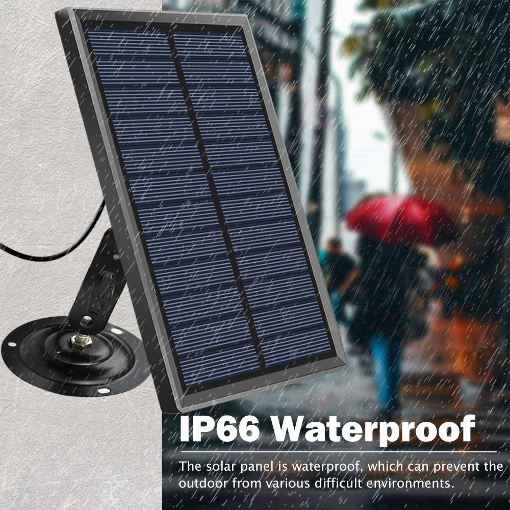 Hismaho Solar Panel 1.8W Charger with 3 Meter Cable USB Charging Adjustable Holder for Outdoor Security IP CCTV Camera