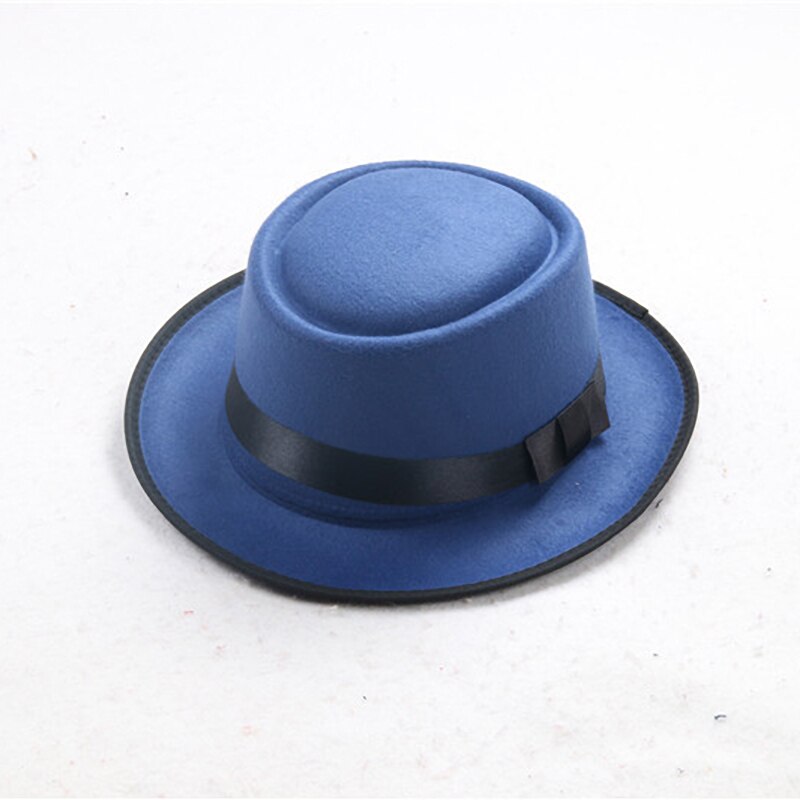 Padre usa lana de imitación simple para hombre, Caballero Negro plana de sombrero de copa, sombrero cóncavo de cabeza superior, sombrero de jazz, sombrero de cubo, gorra de mujer: 6