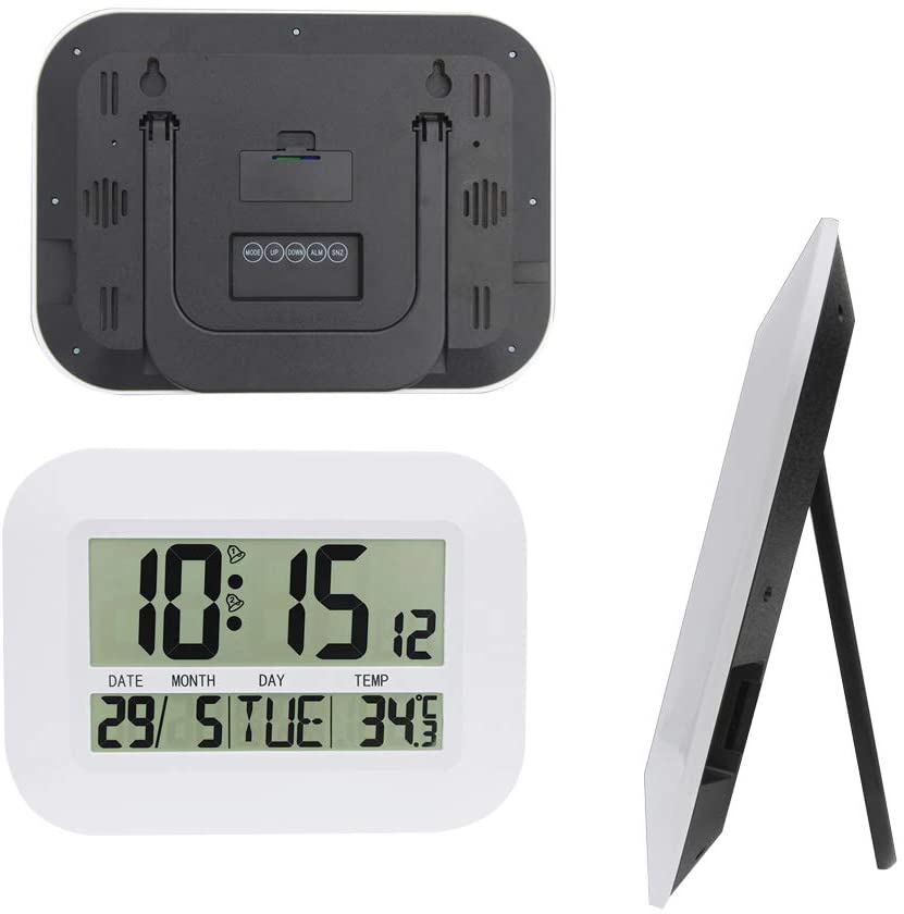Digital Wall Clock Battery Operated Simple Large LCD Alarm Clocks Temperature Calendar Date Home Decor Large Screen Wall Clock