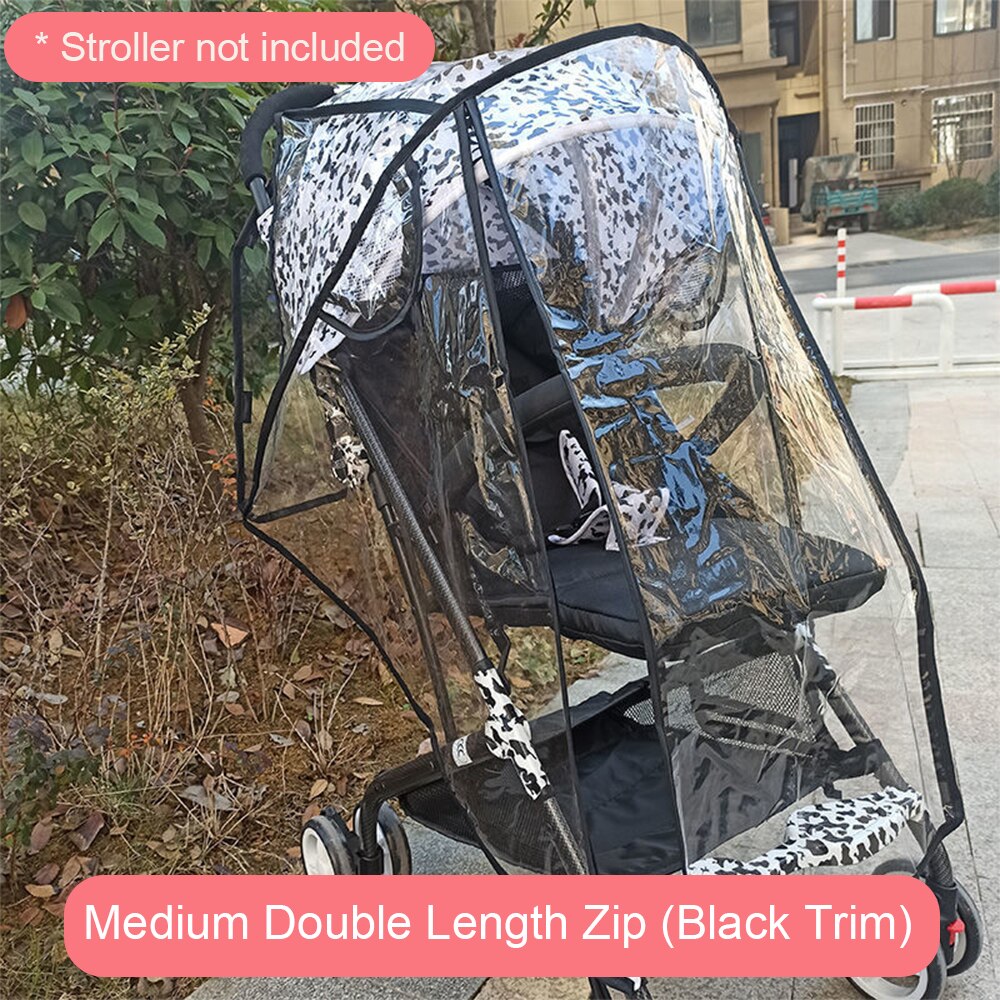 Baby Stroller Stroller Accessories Windshield Universal Strollers Rain Cover Pushchairs Raincoat Stroller Windscreen: Medium long zipper