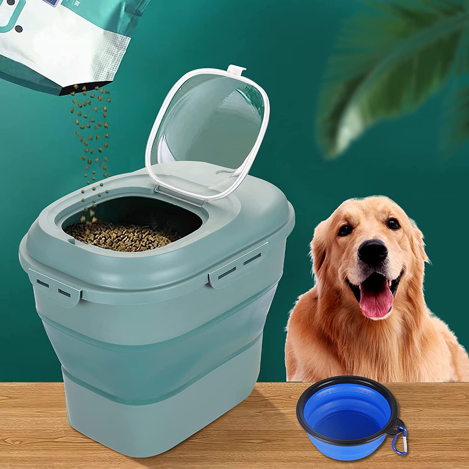 Foldable Pet Food Storage Containers Large Capacity Airtight Dog Cat Dry Food Storage Sealed Bucket Pet Accessories