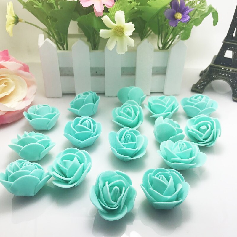 10pcs Tiffany blue Mini PE Foam Roses Artificial Flowers For Wedding Box Handmade Decoration DIY Wreath Valentine's day