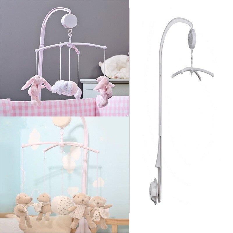 Puur witte baby speelgoed rammelaars beugelset kinderbedmobiel bedbel speelgoed houder arm beugel + opwindbare muziekdoos 874342