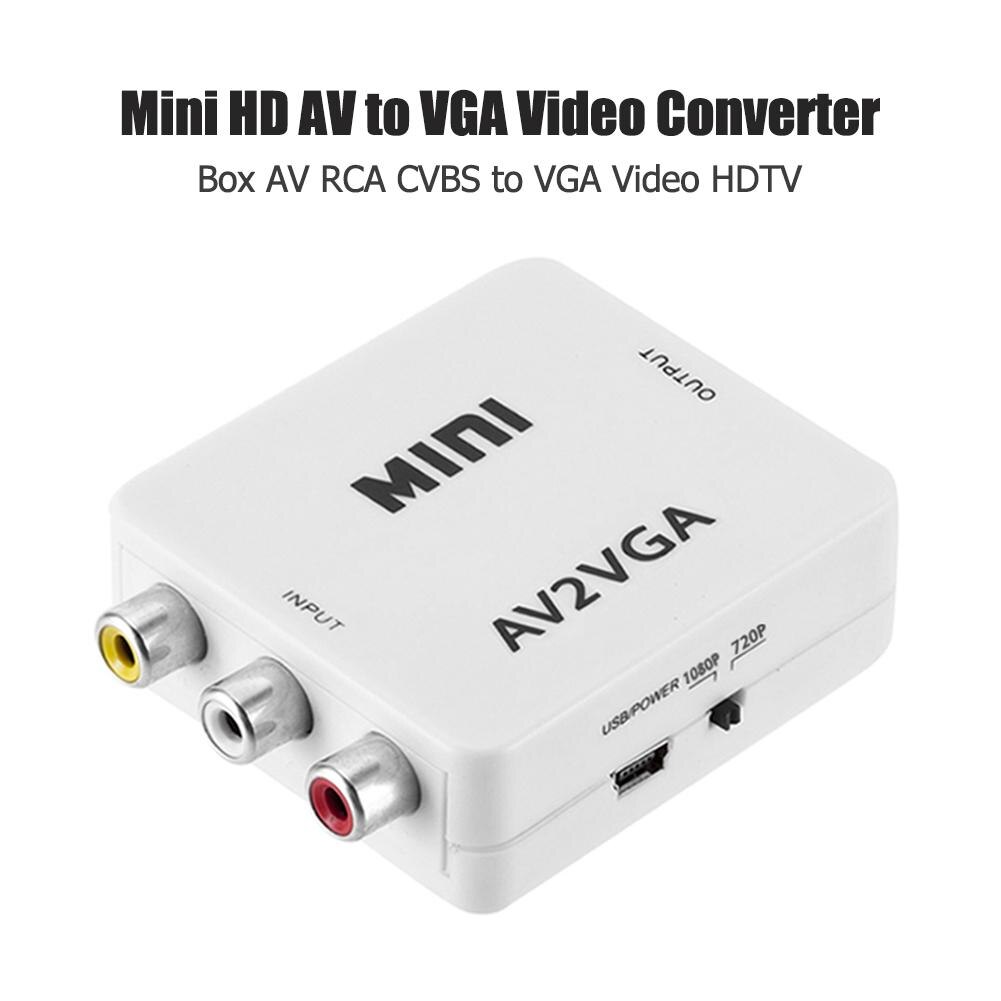 Mini HD AV2VGA Video Converter Convertor Box AV RCA CVBS to VGA Video Converter Conversor with 3.5mm Audio to PC HDTV Converter