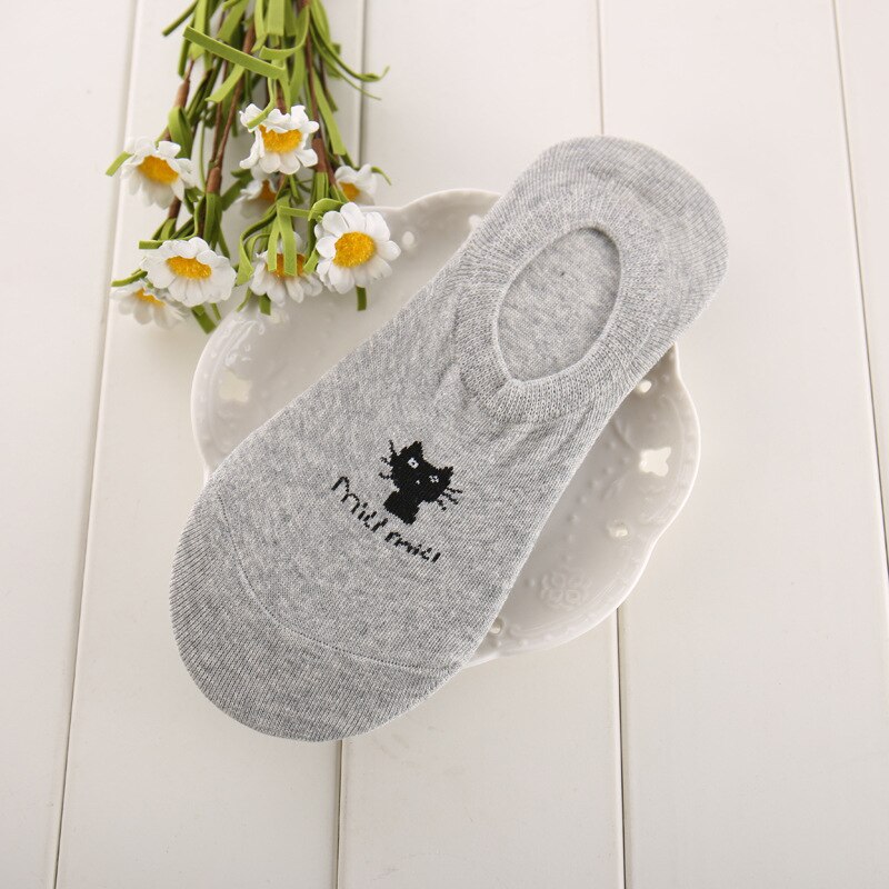 Epous sokker kvinder sød kawaii streetwear sommer forår dyreprint sox tegneserie kat lav ankel usynlig hjemmesko pige: 3