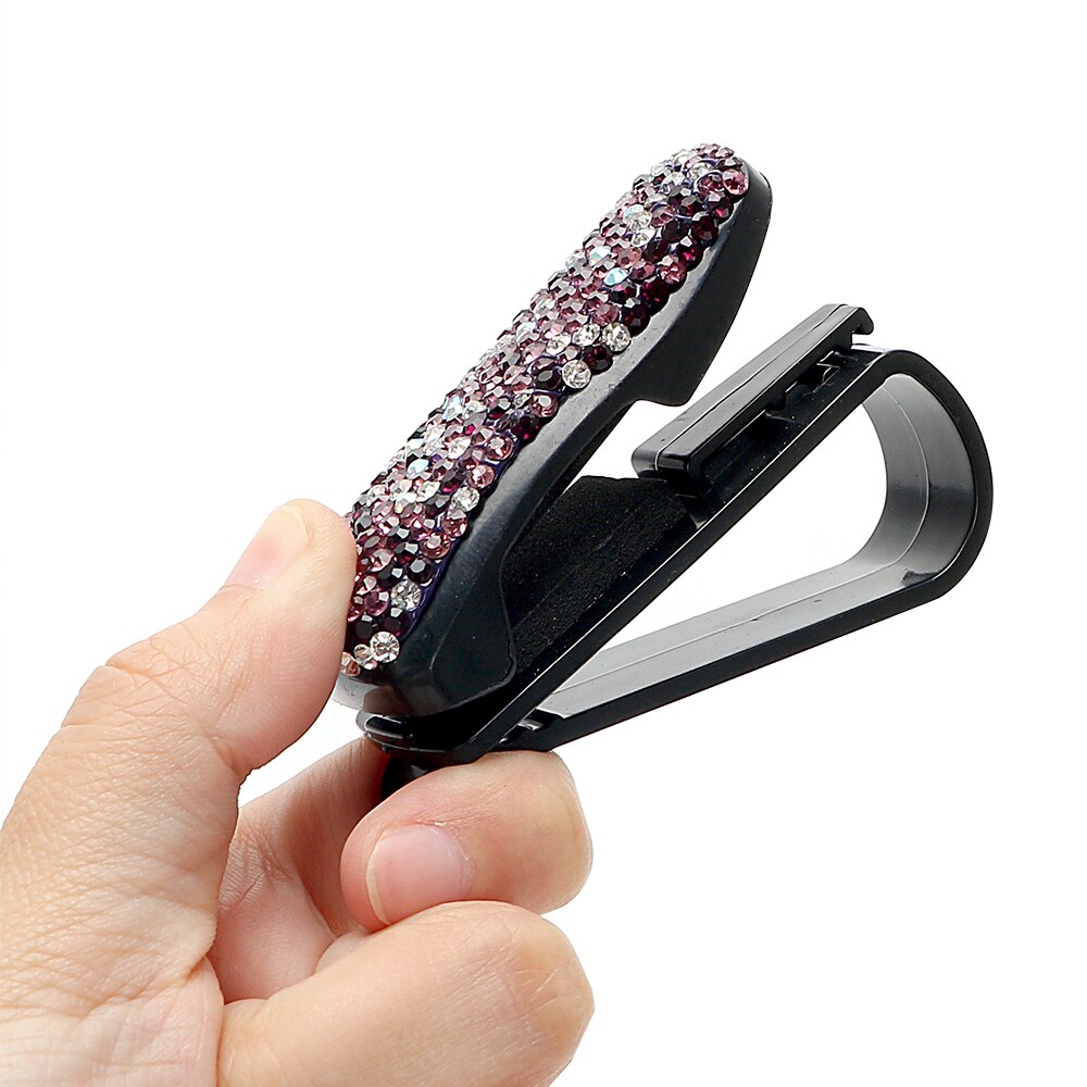 YOSOLO strass diamant etuis à lunettes pare-soleil lunettes de soleil porte-lunettes support de rangement Portable Auto attache pince