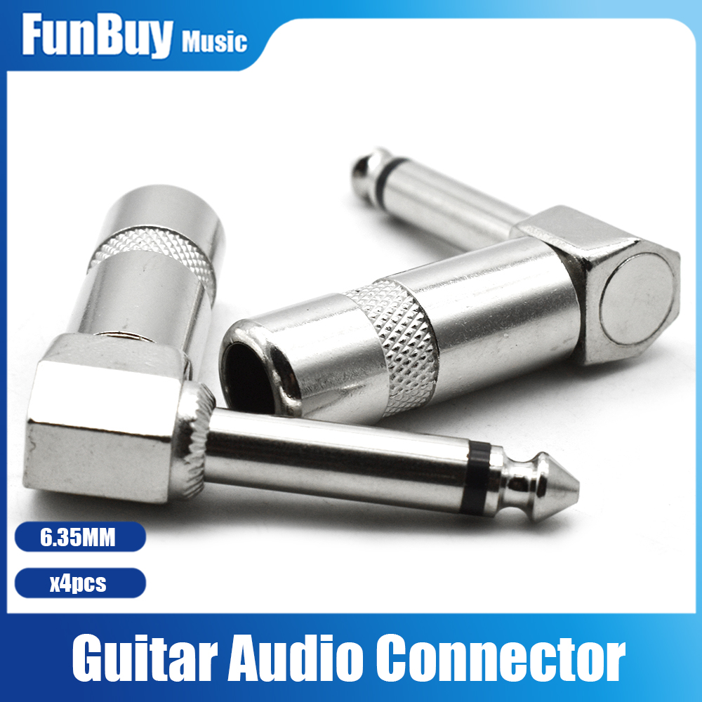4 stücke 6,35mm Rechtwinklig Mono Gitarre Stecker 90 Grad Ellenbogen 6,5mm Jack Audio- Mikrofon Anschluss 6,5mm Stereo Audio- Stecker Stecker