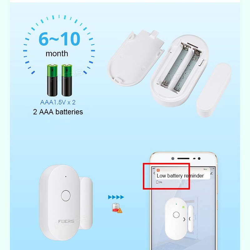 WIFI Window Sensor Independent Wireless Security Alarm Works with Notification Open or Closed No Hub for Smart Home DFDS
