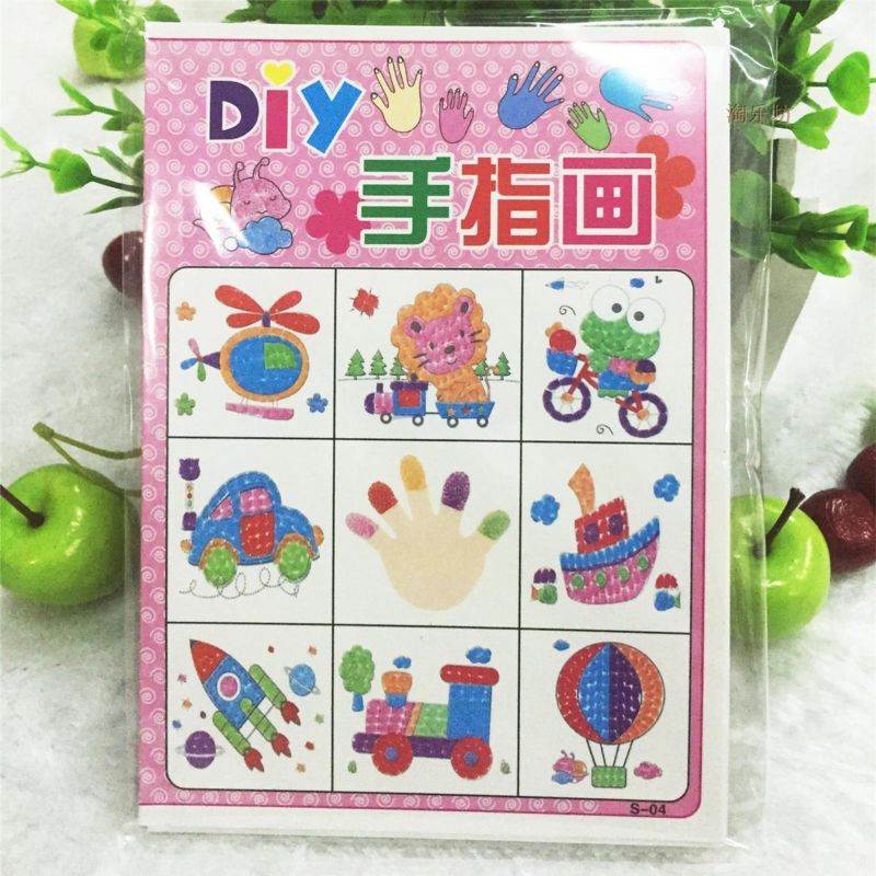 8PCS/set Finger Painting Card 6 Colors Ink Pad Stamp Cartoon Animals DIY Learning Education Drawing Toys For Children Kid: Default Title