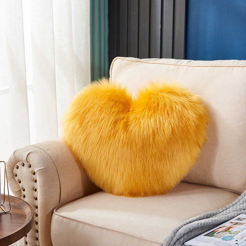 Coussin en forme de cœur ou de carré, 1 pièce, long coussin en peluche, moelleux, doux et confortable pour chambre: YELLOW / 50x50cm