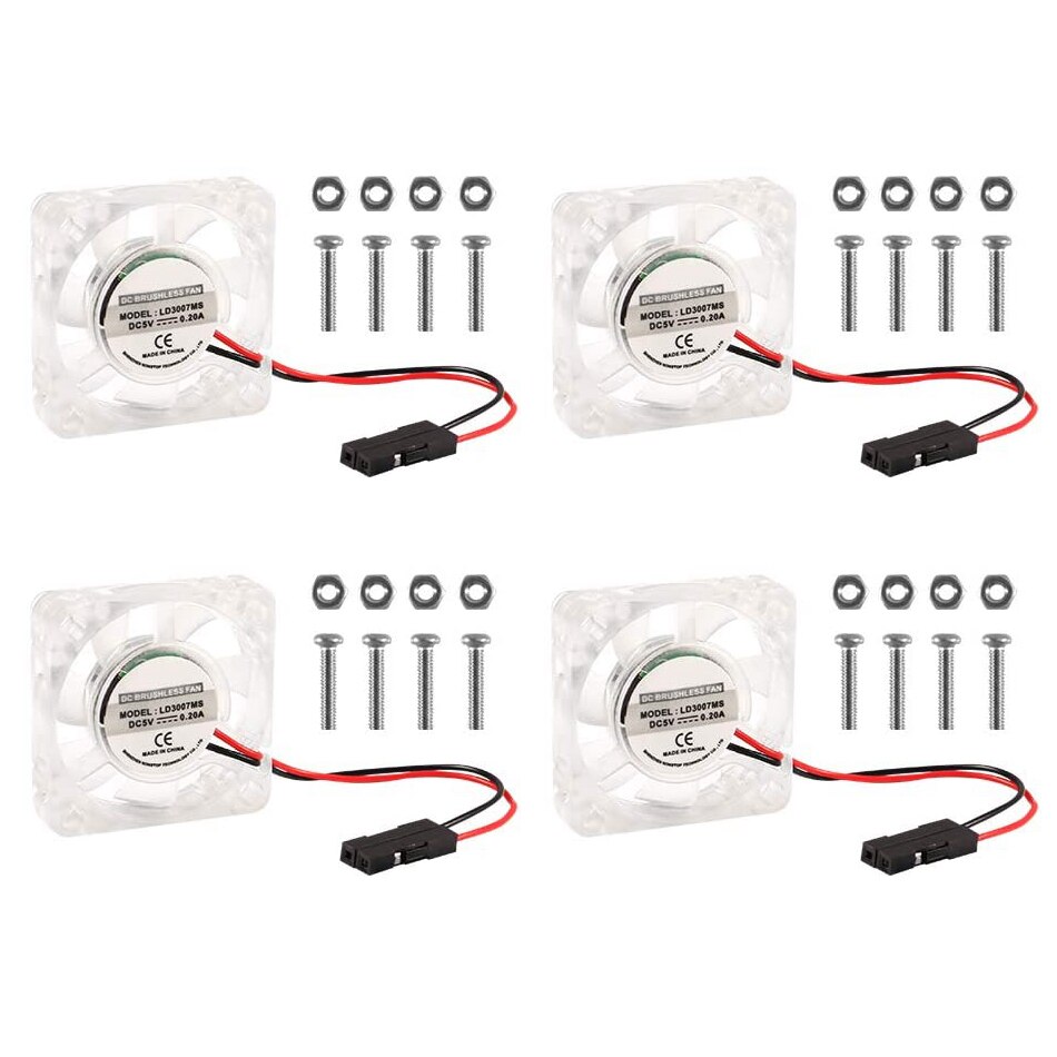 Raspberry Pi Fan Small Computer Fan Raspberry Pi Cooling Fan 30x30x7mm Brushless CPU Cooling Fan for Raspberry Pi 3 B+: 4pcs clear