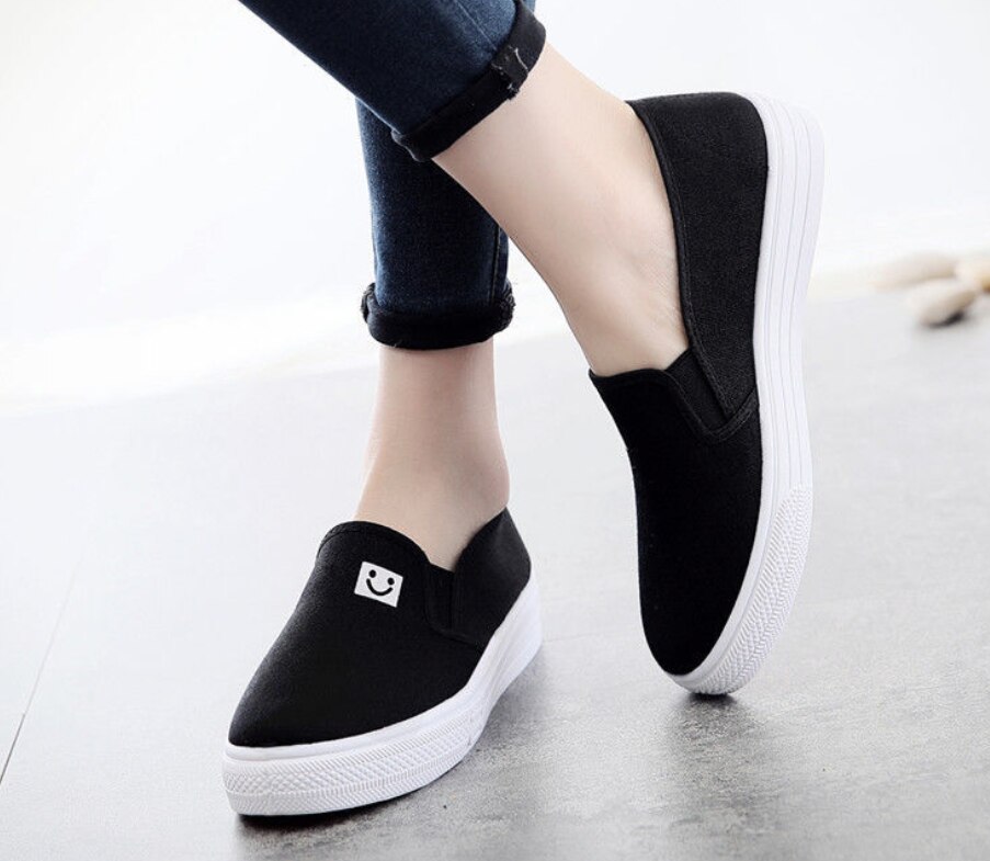 Respirant femmes baskets toile chaussures femme chaussures plates chaussures blanches noir chaussures décontractées dames mocassins chaussures