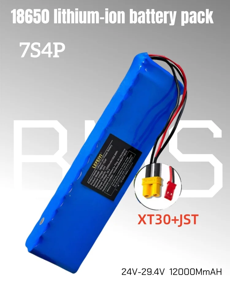 24 V 12000 mAh 18650 7S4P Li-Ionen-Akku 25,2 V, geeignet für den Batteriewechsel von 29,4 V Elektrorollern: Braun