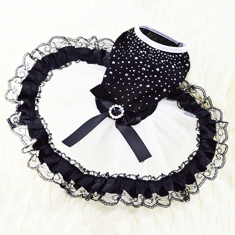 KIMHOME Hund Kleider Für Kleine Hunde Baumwolle Spitze Stoff schwarz Niedliche Prinzessin Hund Kleid Hund Halloween-kostüm Haustier Kleidung XS-XL