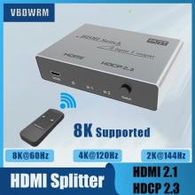 2-port HDMI 2.1 Switch 8k HDMI Switch 4K@120hz BI-direction HDMI 2.1 Splitter for PS4 PS5 pro 8K HDTV