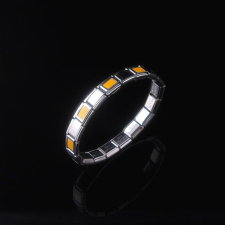 Bracelet à breloques en acier inoxydable pour femme, bijoux en treillis jaune, élastique, extensible, énergie, Germanium magnétique, italien, ST33