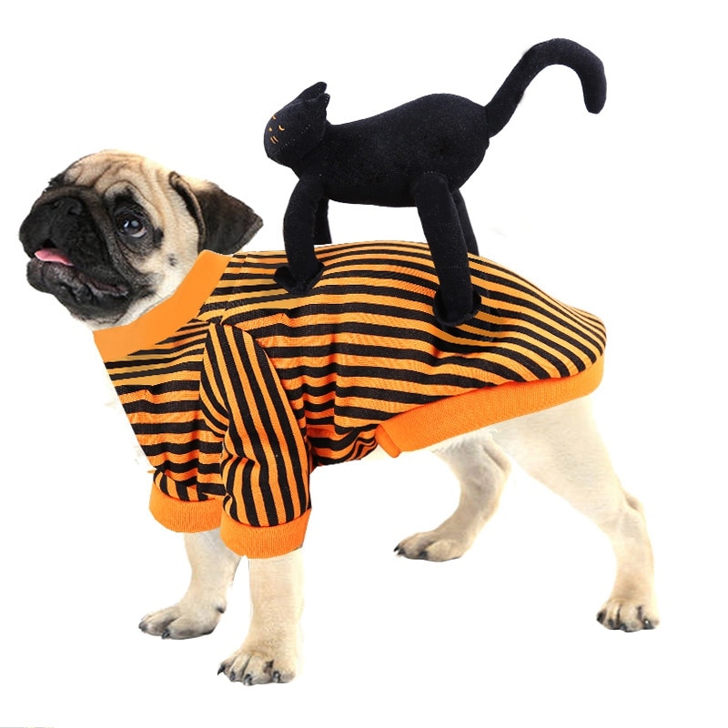 Pet Halloween Kostuums Hond Kat Gestreepte Sweater Kleding Voor Hond Kat Rider Stijl Kleding Chihuahua Winter Hond Jas Kleding