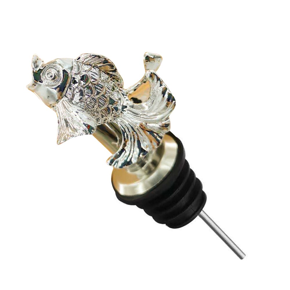 1Pcs Jagermeister Wine Pourer Zinc Alloy Deer Elk Lion Bull Wine Stopper Drinks Bar Tools Night Club Bar Accessories: Silver Fish