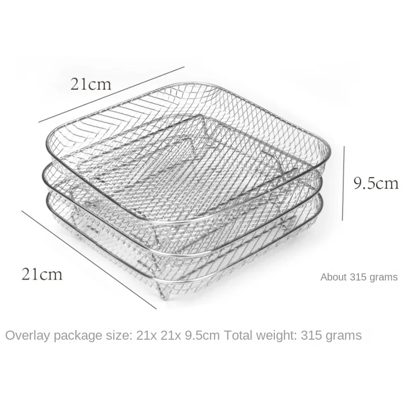 Estante de acero inoxidable para freidora de aire, herramientas de cocina, accesorios para barbacoa, parrilla, plato de freidora multicapa, estante para utensilios de cocina: Gris claro