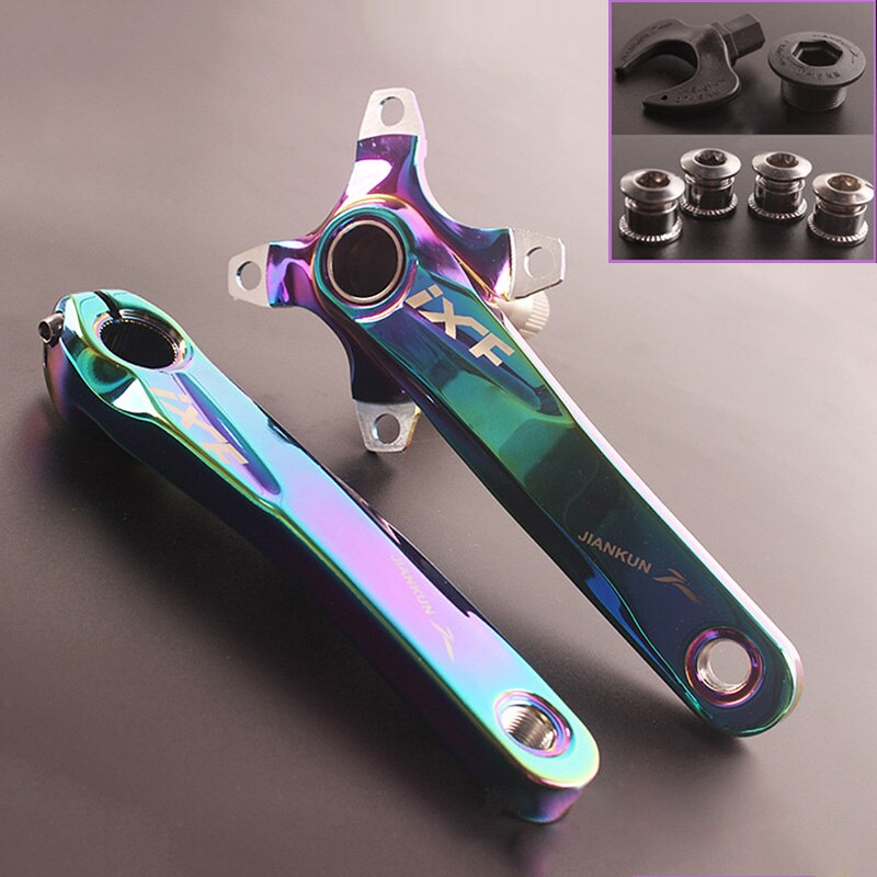 Aluminum MTB Road Bike Bicycle Crank Set Arm 170mm 104BCD Alloy Rainbow Compatibility Bicycle Parts