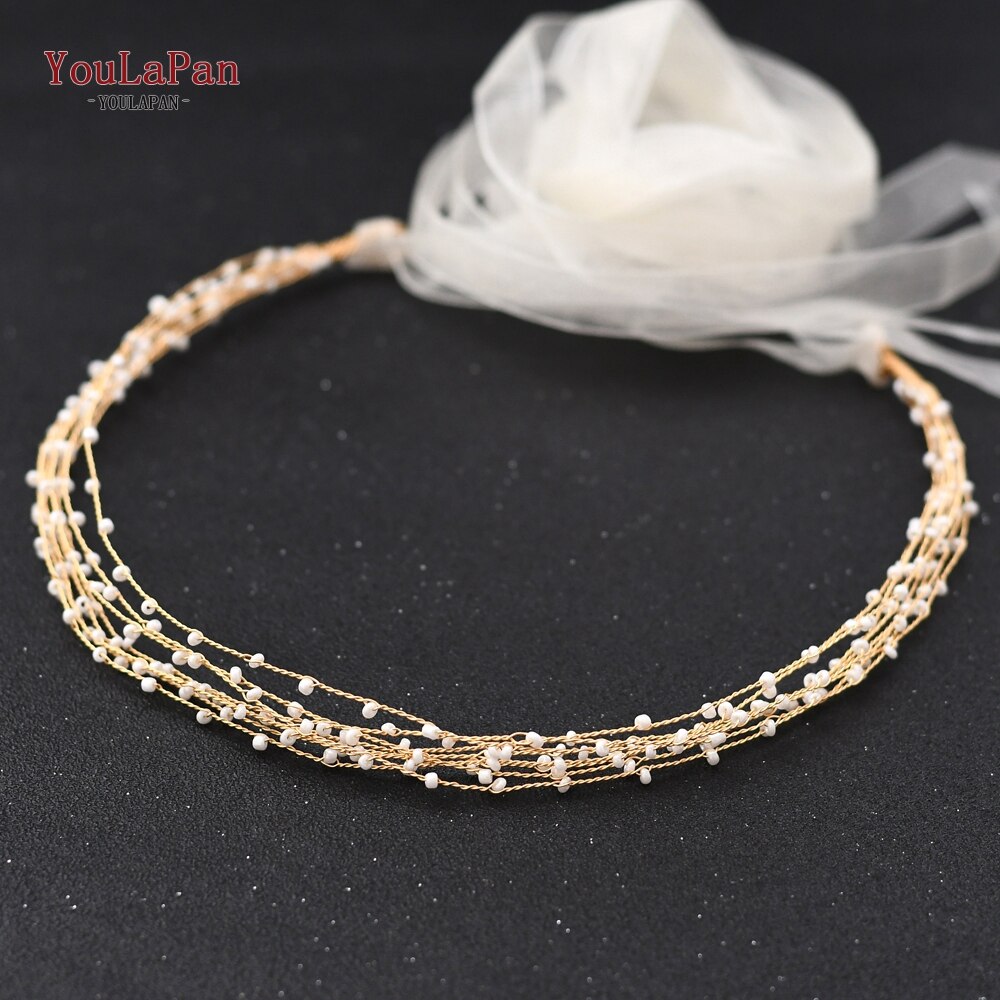 TOPQUEEN, SH28-G, cinturones de novia dorados, faja con cuentas para boda, vestido de , accesorios de boda, cinturón delgado para mujer,: ivory organza