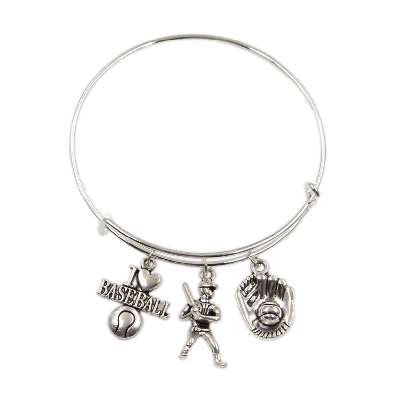 I Love Baseball Bat Baseball Hat Glove Pendant Diy Handmade Charms Men Women Bangles Jewelry Souvenir For