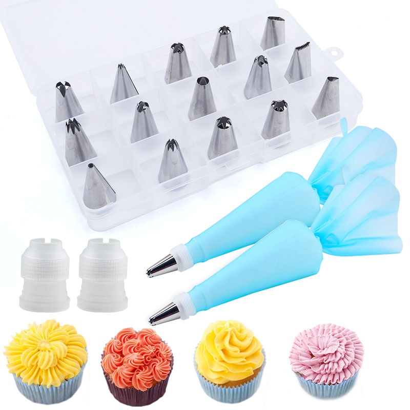 19 Pcs Cake Decorating Gereedschap Met Doos Spuitzak Levert Cupcake Voor Cake Bakken Zoetwaren Mouw Rvs Case