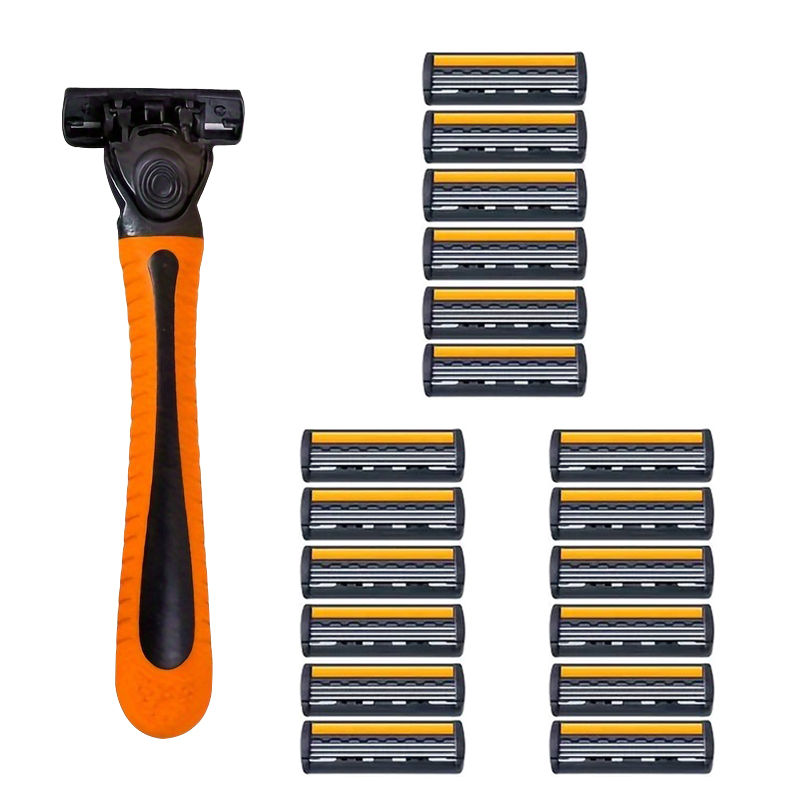 3-laags scheerapparaatzakPremium roestvrijstalen veiligheidsscheermes met vervangbare mesjes - Glad en comfortabel scheren voor mannen en vrouwen: Rood