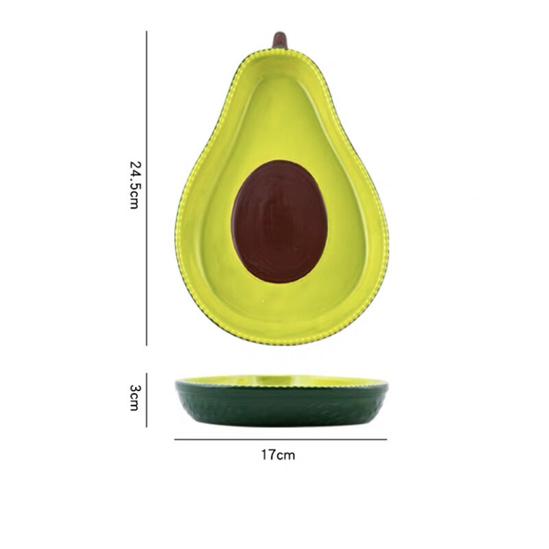 Vajilla de cerámica creativa de estilo nórdico, plato de cena con forma de Cactus y zanahoria, tazón de desayuno, plato de aperitivos para el hogar, plato de ensalada de fruta: Avocado Plate M