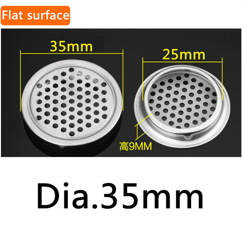 10pcs/lot Wardrobe Cabinet Mesh Hole Air Vent Louver Ventilation Cover Stainless Steel Cutting hole Dia.19mm/25mm/29mm/35mm/53mm: Flat 25mm