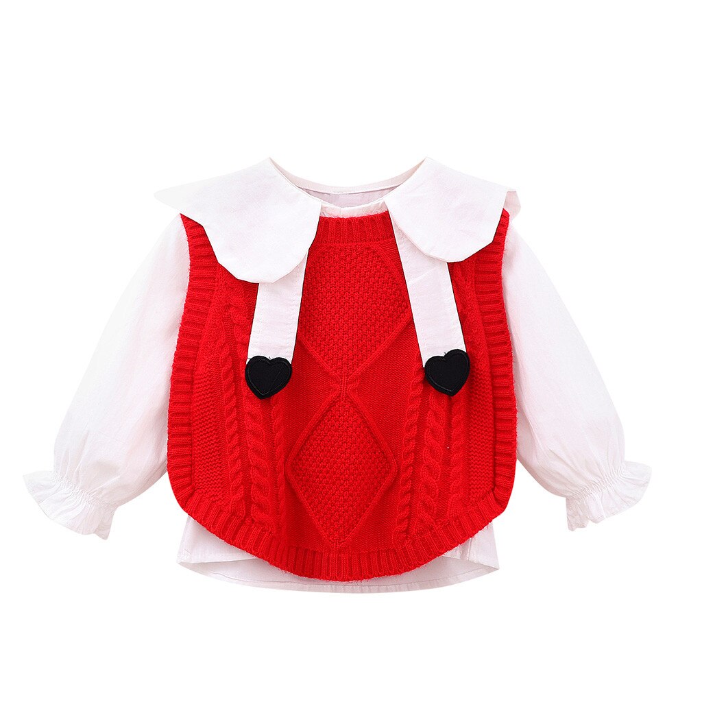 Peuter Kids Baby Meisjes Jongen Print Trui Brei Haak Tops Kleding Outfits: Rood / 18m