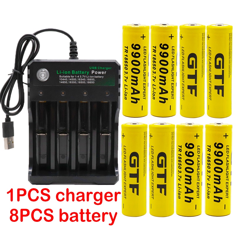 100% Originele 18650 Batterij 3.7V 9900 Mah Oplaadbare Li-Ion Batterij Voor Led Zaklamp Batterij 18650 Batterij + usb