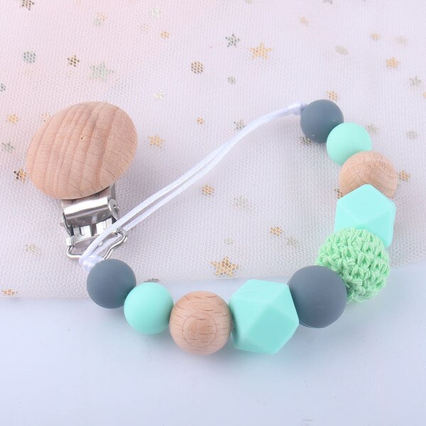 Baby Pacifier Clip Silicone beads Teether Pacifier Holders Teething Toy Attache Clip Baby dummy clip Infant Feeding Baby: 6