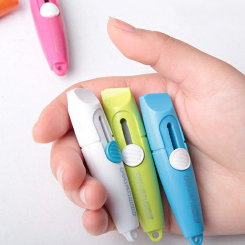 Couteau utilitaire Portable mignon coupe-papier pour boîte à papier ouvre-lettres colorées pour enfants outils faits maison papeterie rétractable sûre