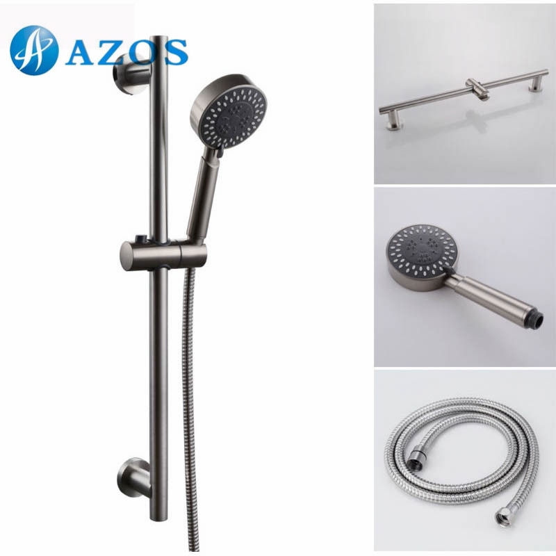 3-Function Hand Shower Head with Adjustable Slide Bar Brushed SUS304 Stainless Steel LYTZ064