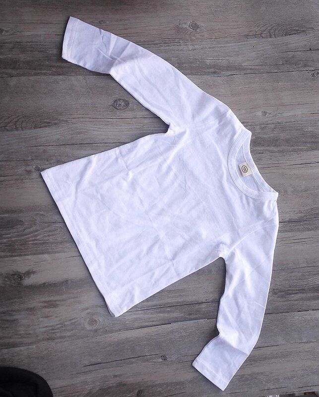 coton filles hauts enfants printemps automne vêtements enfants t-shirts pour bébé garçons à manches longues t-shirts solide noir blanc: white / 6