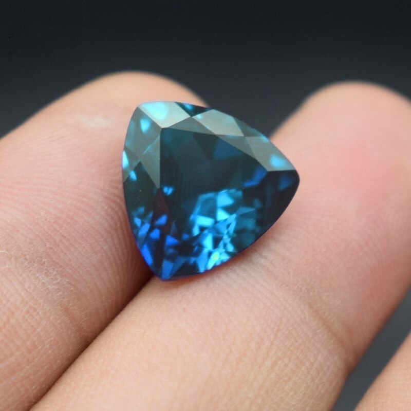 1PCS 8X8mm AAAAA Ceylon Blue Sapphire Gems 4.5ct Cushion Faceted Cut VVS Loose Gemstone Stone of Jewelri: triangle-7MM