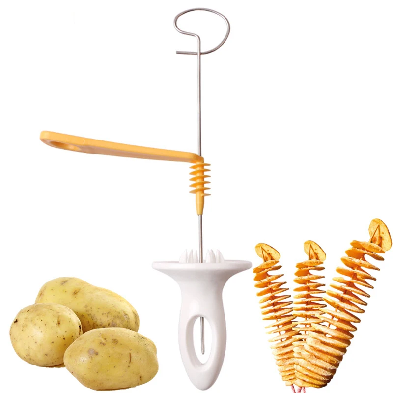 Roestvrijstalen Roterende Aardappelsnijder Gedraaide Aardappelsnijder Spiraalhandleiding Creatieve Keukengadgets Groenten Spiraalvormig Mes