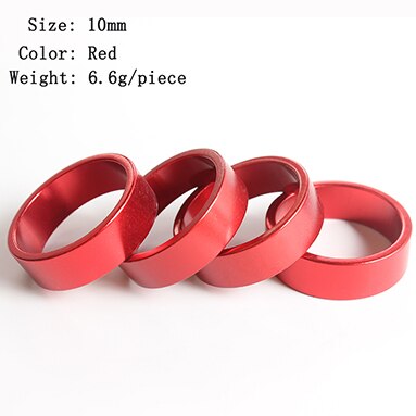 SMLLOW 5/10mm Bike Vork Fine-tuning Wasmachines Aluminium 6 pcs Fiets Ringen Stem Spacers Fiets headset Verhogen Stuur Onderdelen: 10mm Red