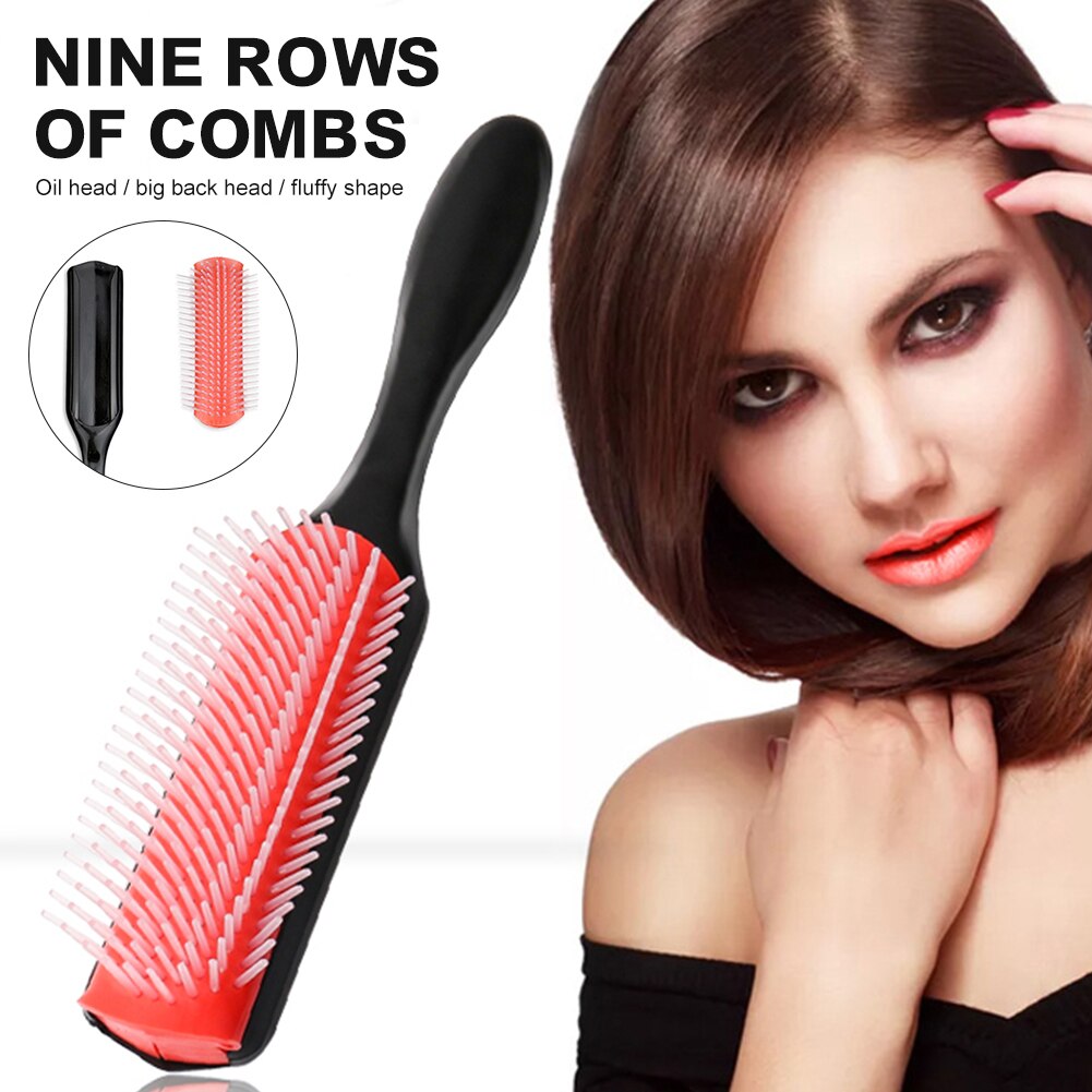 Denman Haar Borstel 9-Rijen Kappers Hoofdhuid Massage Borstel Kam Denman Ontklitter Haarborstel Voor Krullend Nat Haar Vrouwen Styling tool