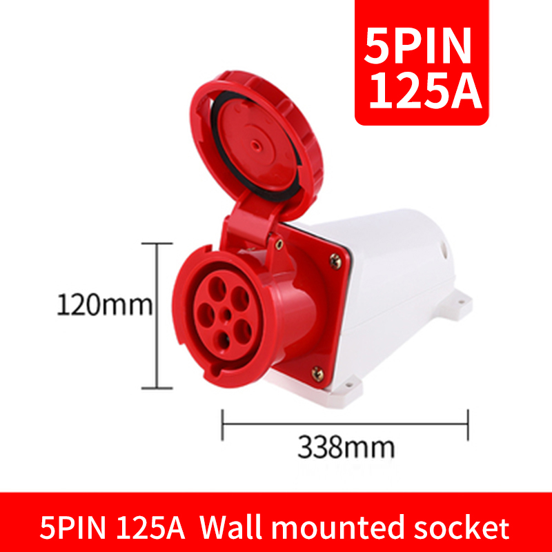 Waterproof Industrial Plug3 Pole 4 Pole 5 Pin dustproof socket IP67 Male and Female 63a 125a Mounted industrial socket 380V 415V