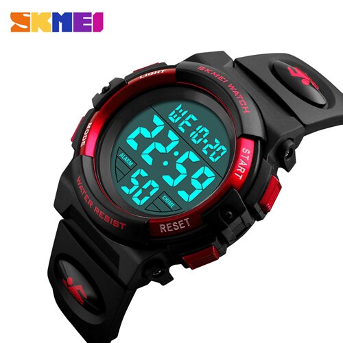 Kinderen Horloges Skmei Swim Waterdichte Outdoor Sport Kinderen Horloge Voor Jongen Meisjes Mode Casual Led Digitale Horloge: Red