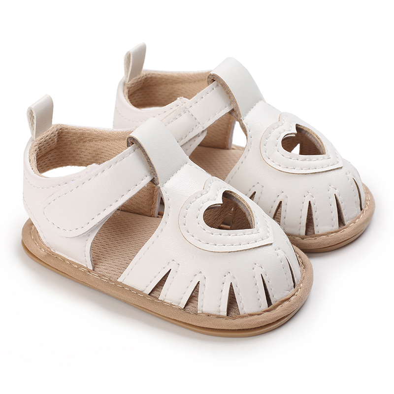 Emmababy 2022 Toddler Baby Summer Sandals Solid Color Heart-shaped Cutout Soft Sole Girls Boy Beach Sandals: white / 0-6 Months