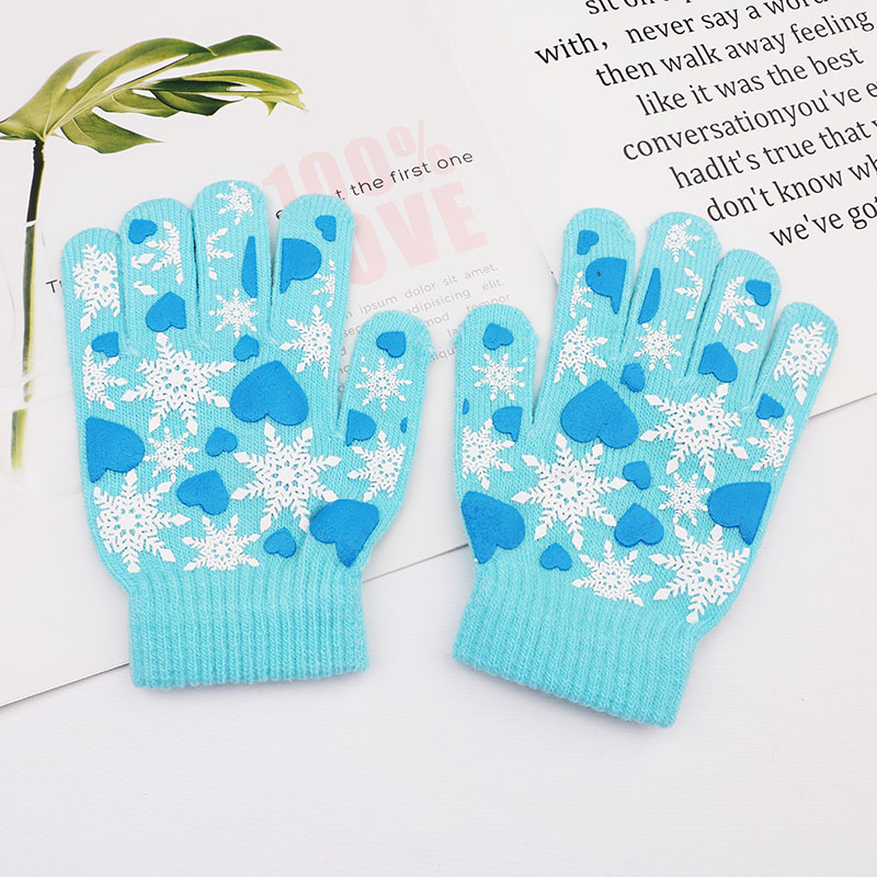 Winter Warm Gloves Children Knitted Stretch Mittens Boys Solid Girls Full Finger Christmas man Glove Knitted: Gray