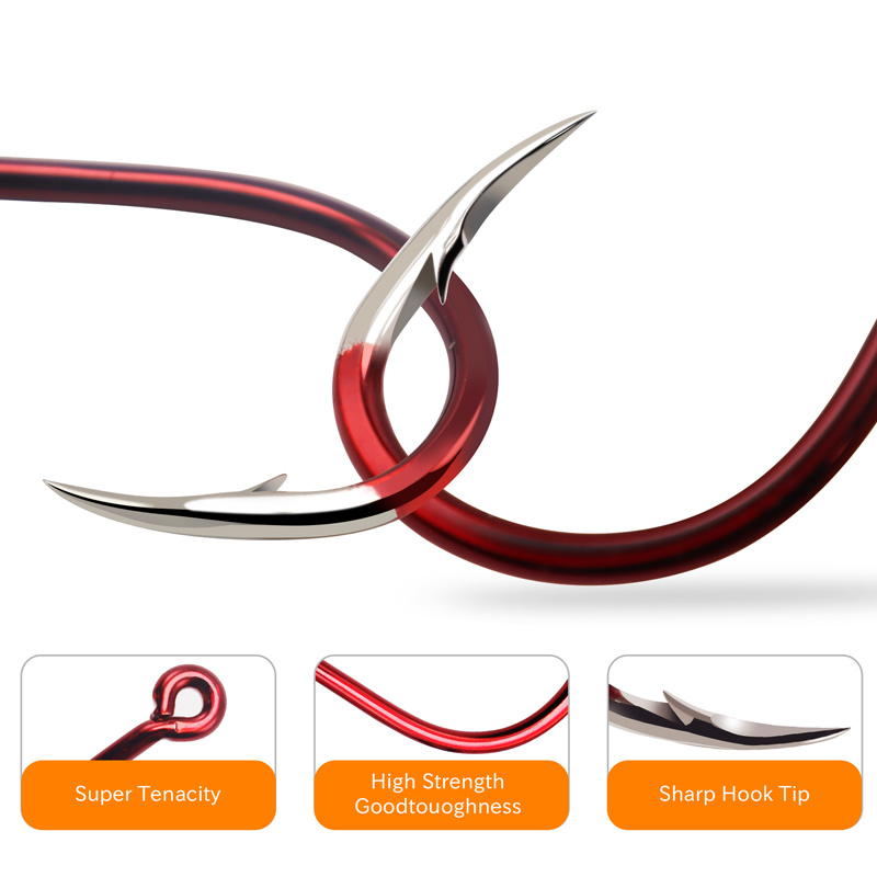 ZYZ 8-35 Teile/beutel rot Angelhaken 16 Größen Scharfe Dreieckige versetzt Haken Spitze Stacheldraht CHINU Haken Kreis Angelhaken angehen